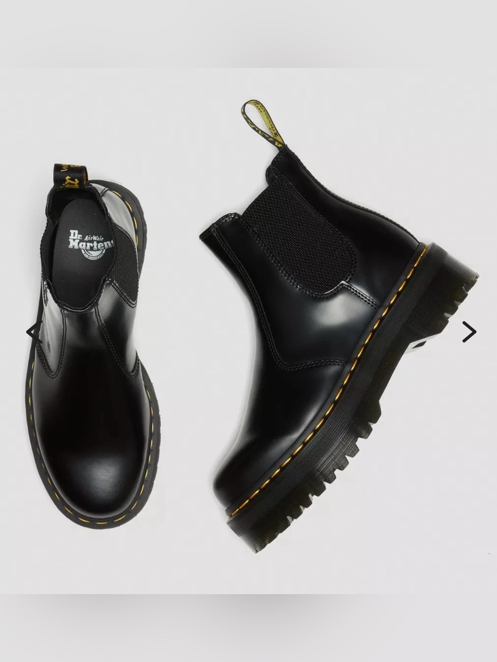 Dr. Martens 2976 Quad Polished Smooth Blk Platform Chelsea Boots NIB $210